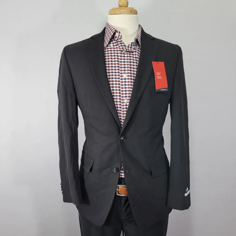Perry‎ Ellis Portfolio Men's Sport Coat Blazer Two Button Black Stretch 36R NEW